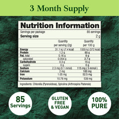 Sunlight-grown chlorella and spirulina from mountain spring water