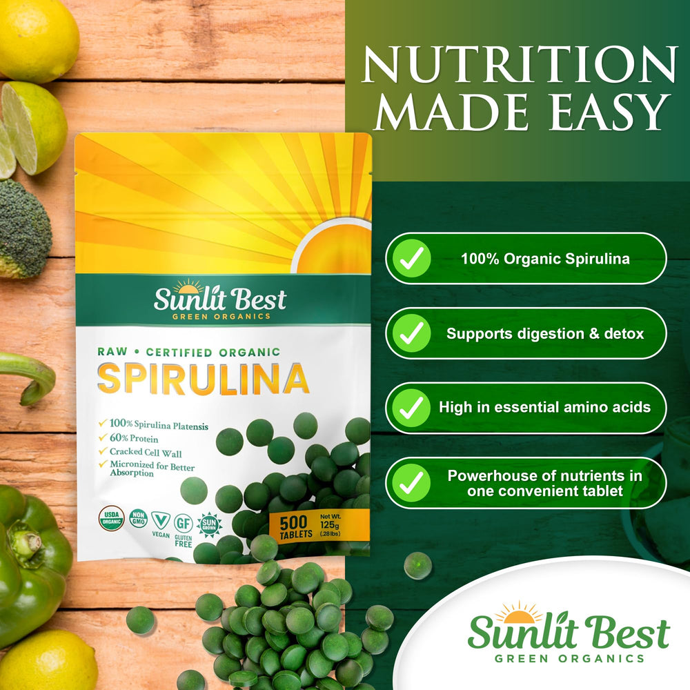 Spirulina tablets inside the bottle