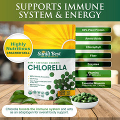 Back view showing label of Sunlit Best Chlorella Tablets 1000-count