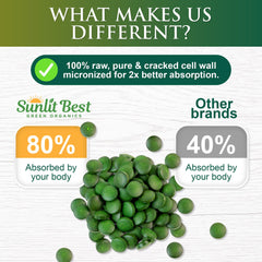 Healthy energy and wellbeing concept with chlorella tablets