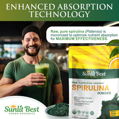 Green spirulina powder with vegan protein and minerals