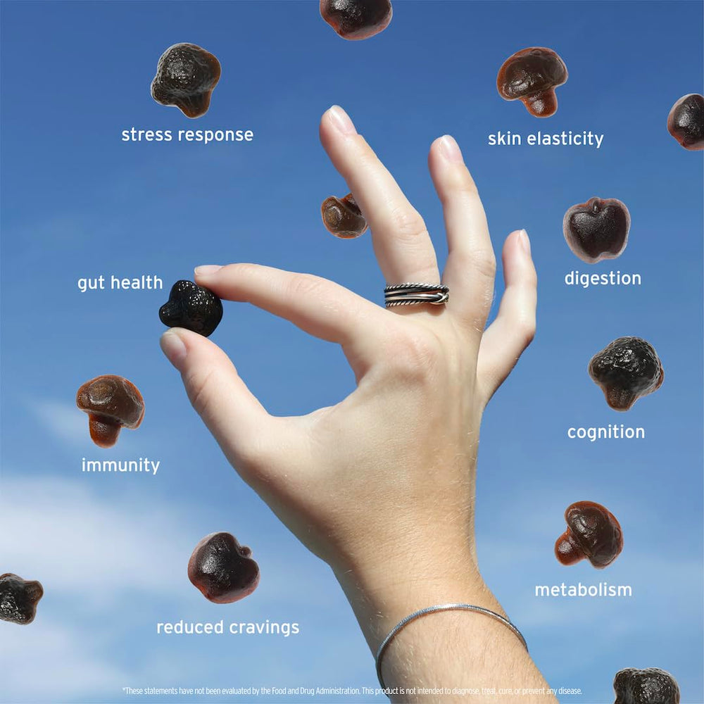 Ingredients label featuring Ashwagandha, Spirulina and Probiotics
