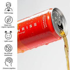 Sunrise Balanced Energy Kanna pour shows fizzy bubbles and fruity aroma for a refreshing boost.