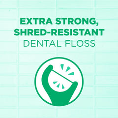 Dental floss picks arranged on white background
