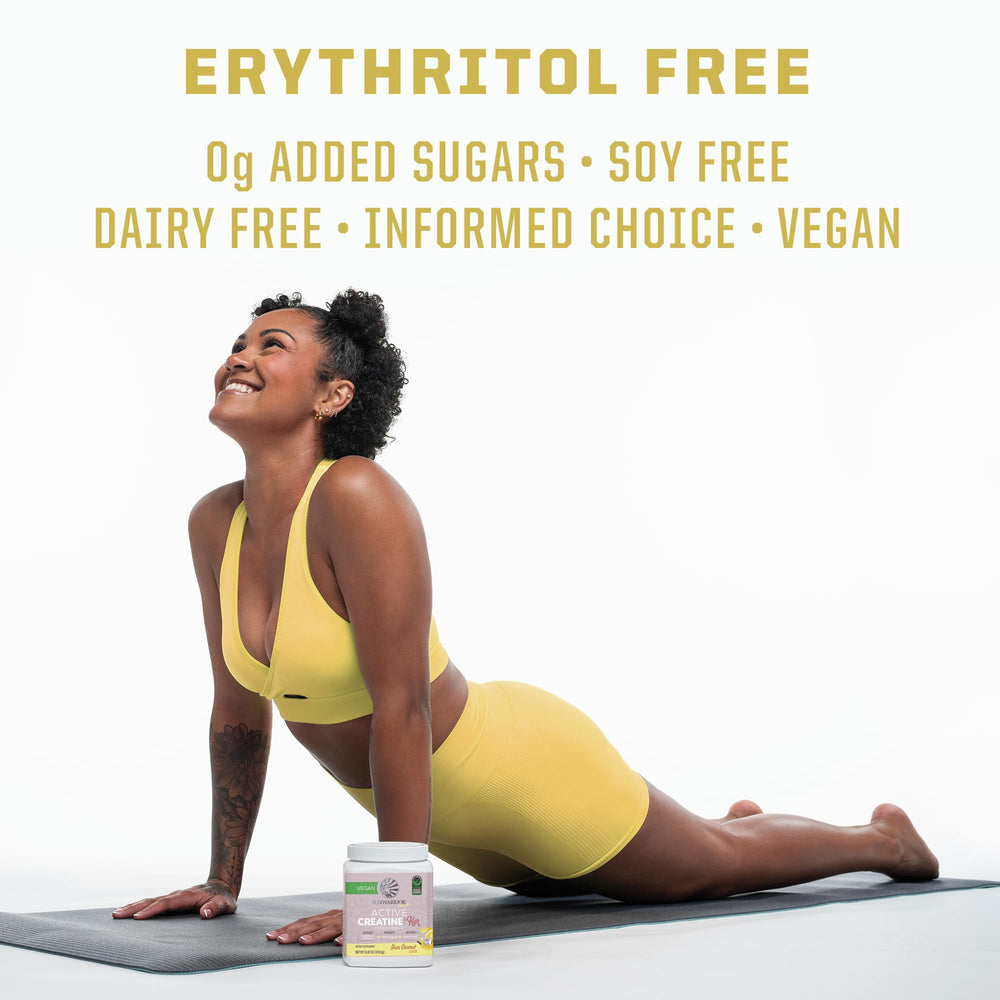 Sunwarrior Creatine Monohydrate powder tub compact for home or gym