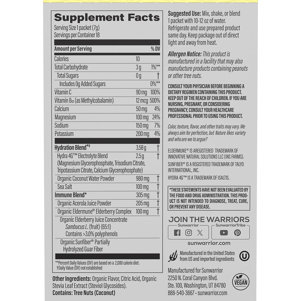 Sunwarrior electrolyte packets sticks close-up ideal for workouts