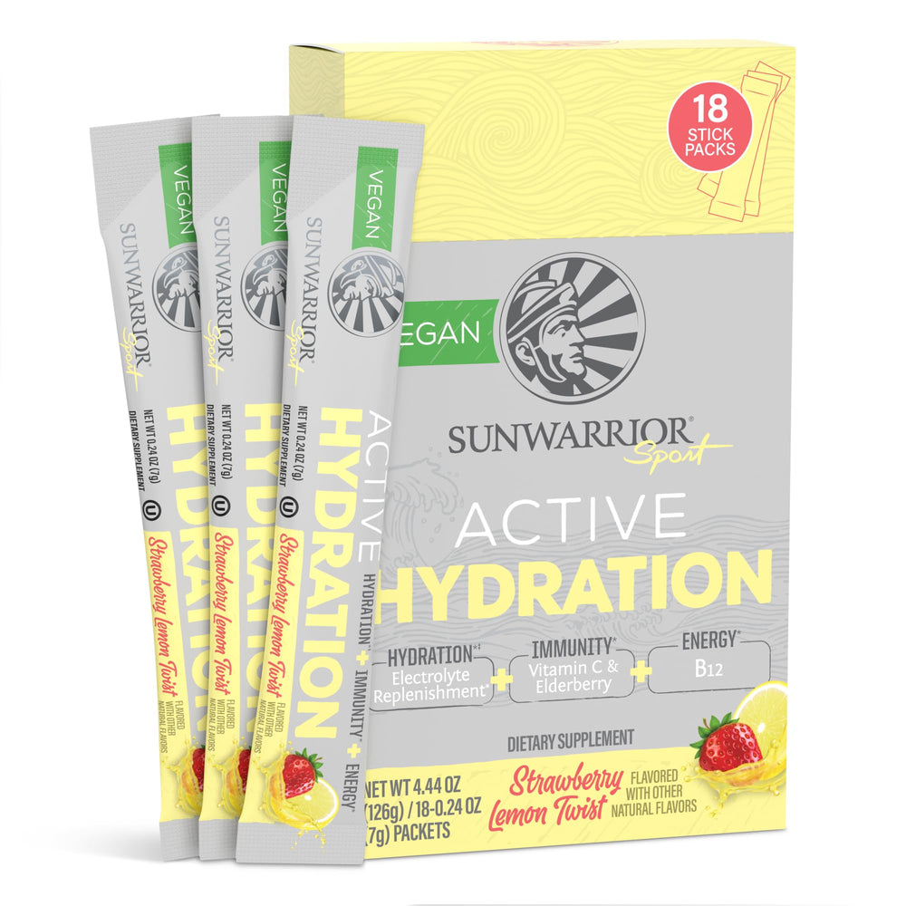 Sunwarrior electrolyte packets front view for refreshing on-the-go hydration