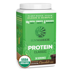 Sunwarrior Organic Brown Rice Protein Chocolate bottle — clean plant-based protein for muscle support