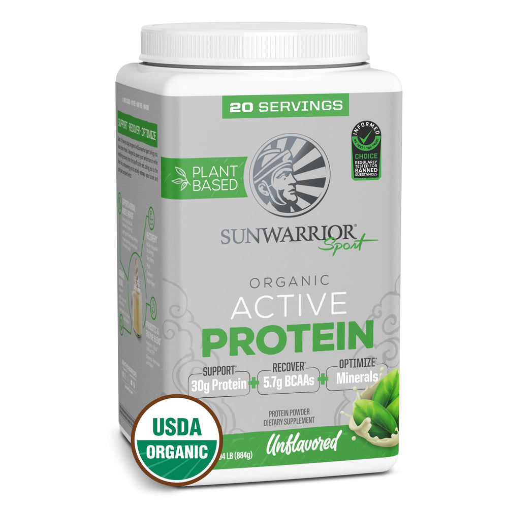 Sunwarrior Organic Plant-Based Protein Powder Unflavored bottle with 20 servings