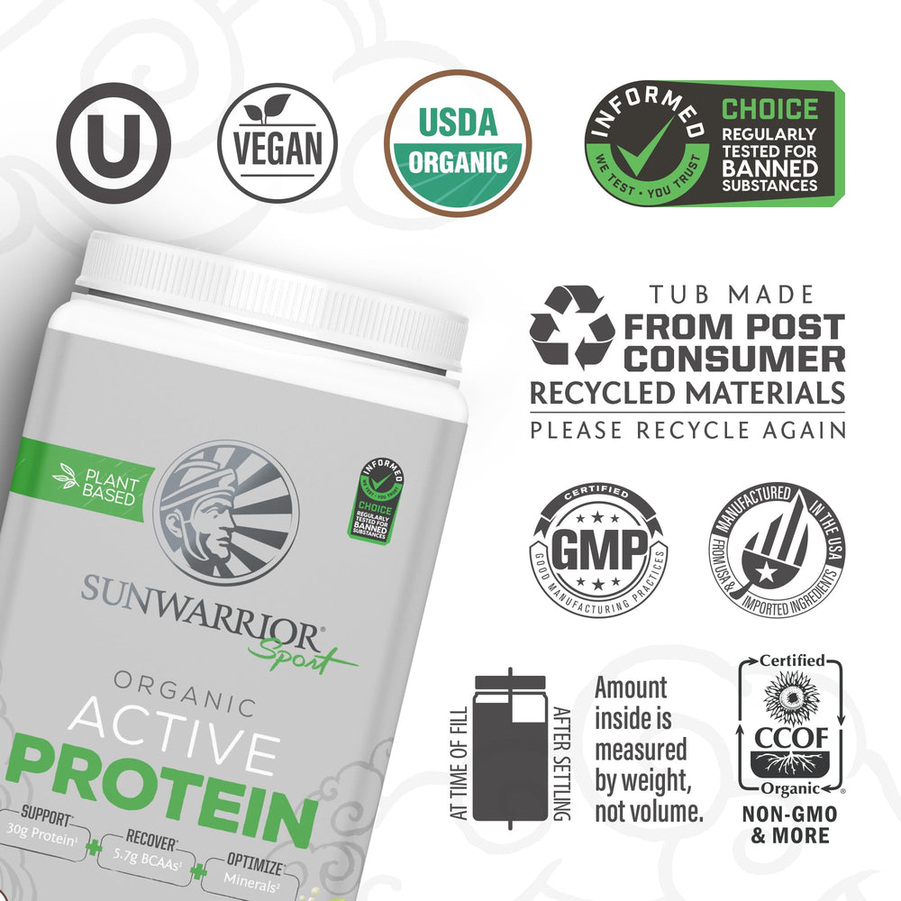 Rice, pumpkin and pea protein blend ingredients in Sunwarrior powder