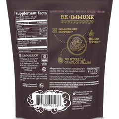 Back panel of Sunwarrior Organic Turkey Tail Mushroom Powder 100g pouch with nutrition info