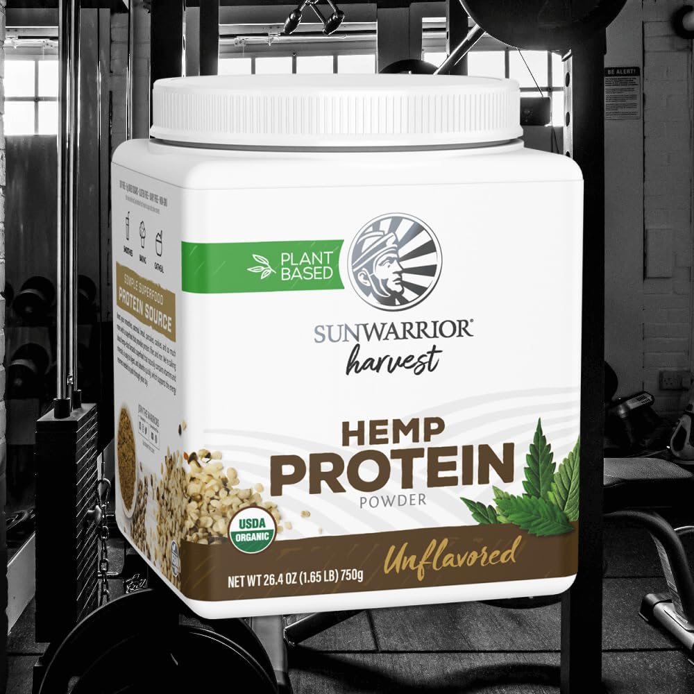 Sunwarrior US Pantry Hemp Protein 750g pour into glass demonstrates quick absorption for smoothies.