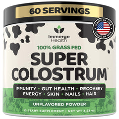 Super Colostrum Grass-Fed Bovine Colostrum Powder canister on white background