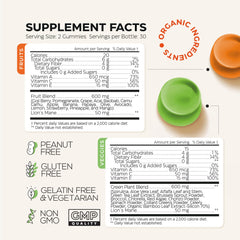 Nutrition facts illustration for Super Fruit Super Greens Gummies