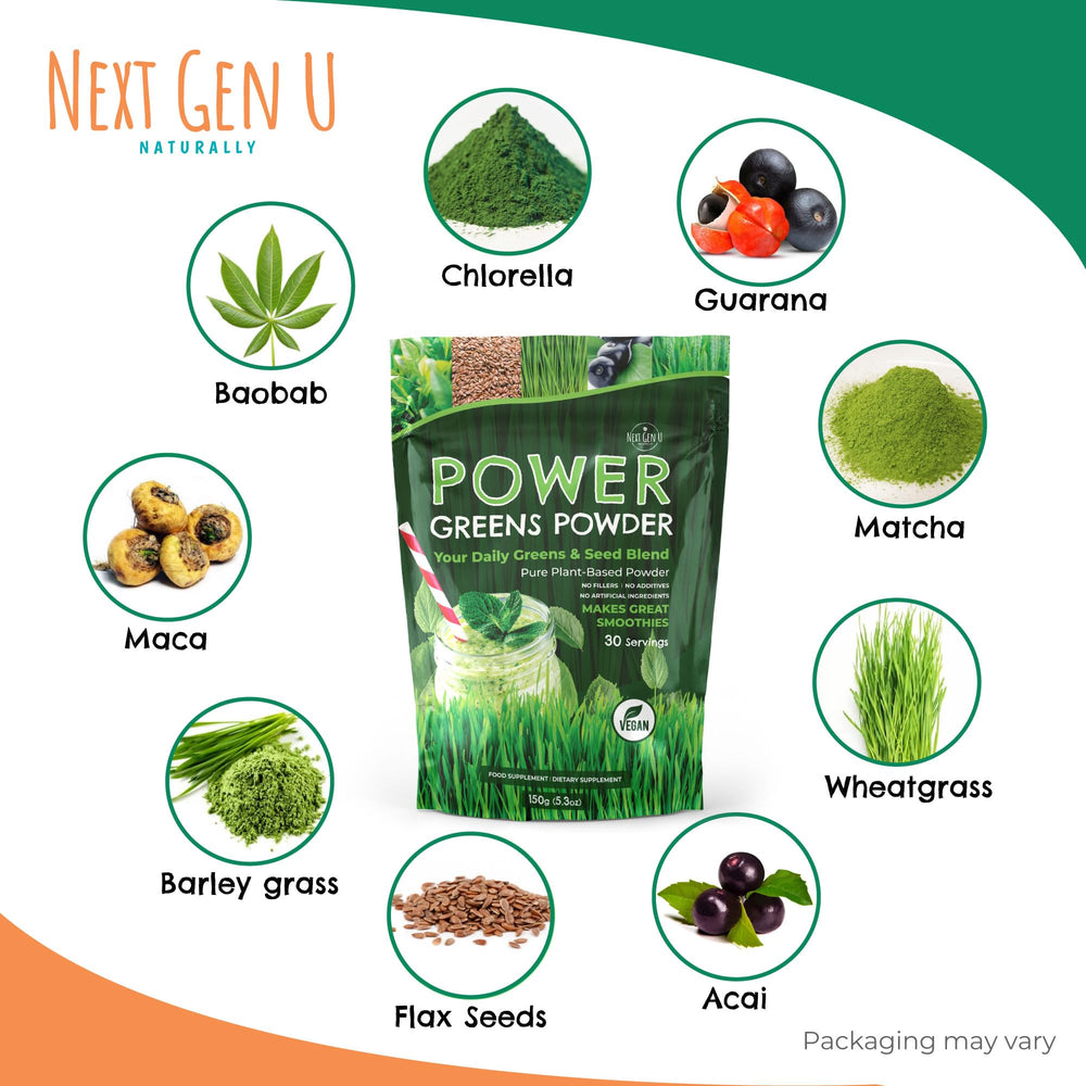 Packaging of NextGenU Super Greens Powder 150g