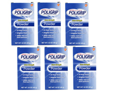 Box of Super Poli-Grip 07801 denture powder pack of 6