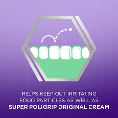 Application of Poligrip Comfort Seal strips on denture surface