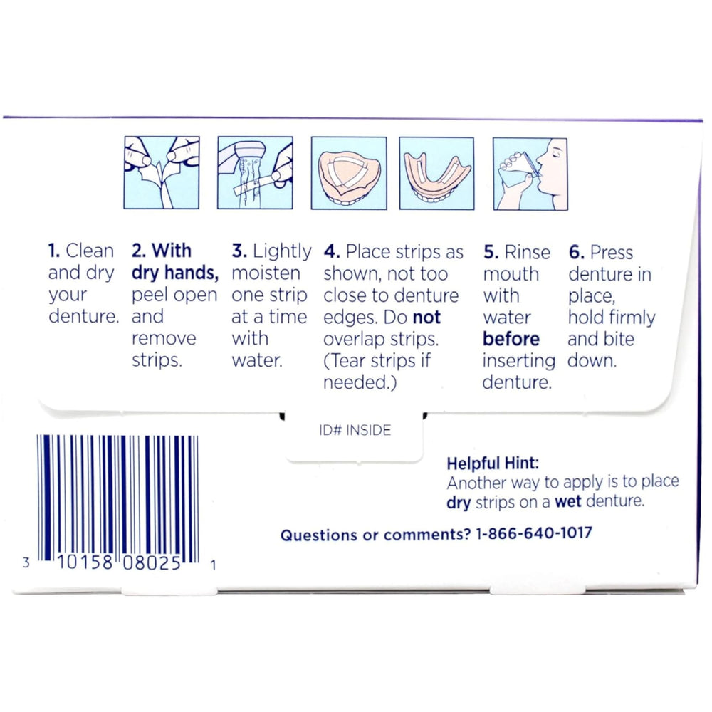 Retail display of Super Poligrip Strips value pack