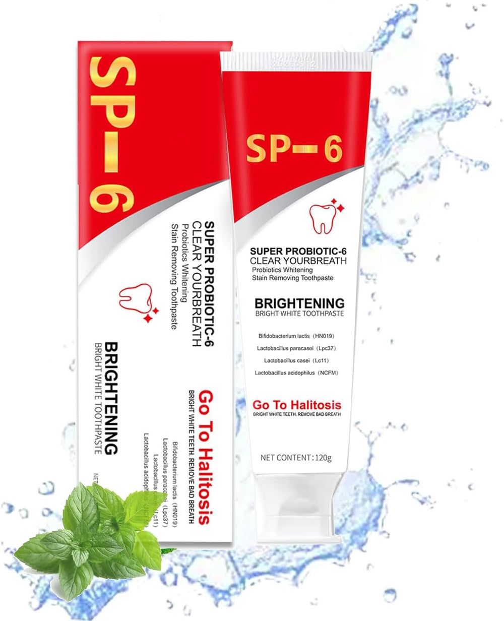 Tube of Super Probiotic SP-6 Toothpaste with Ultra Whitening formula