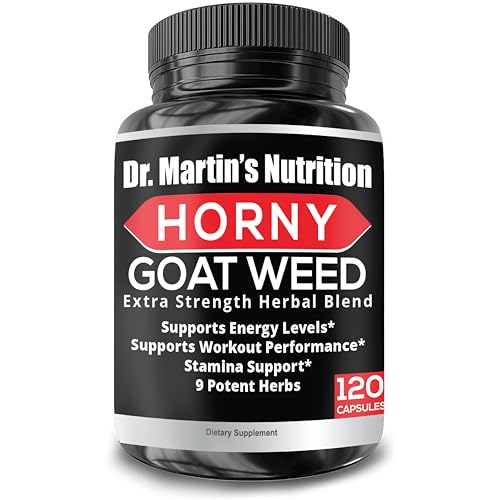 Front packaging of Horny Goat Weed supplement with 120 capsules