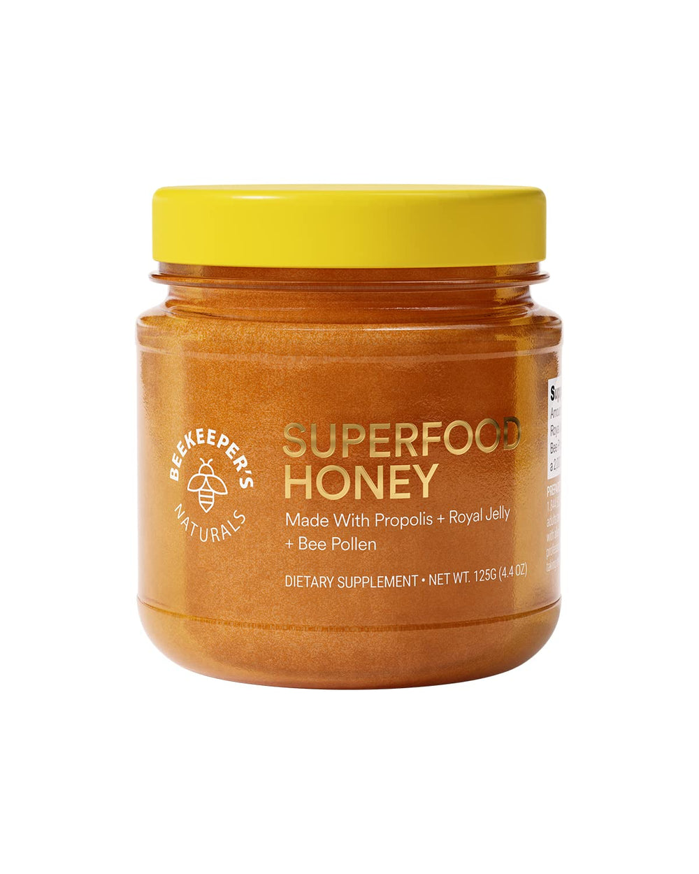 Beekeeper's Naturals Superfood Honey bottle on white background