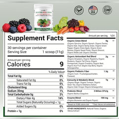Label with ingredients and nutrition facts