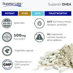 Quality testing and purity seal on DHEA bottle