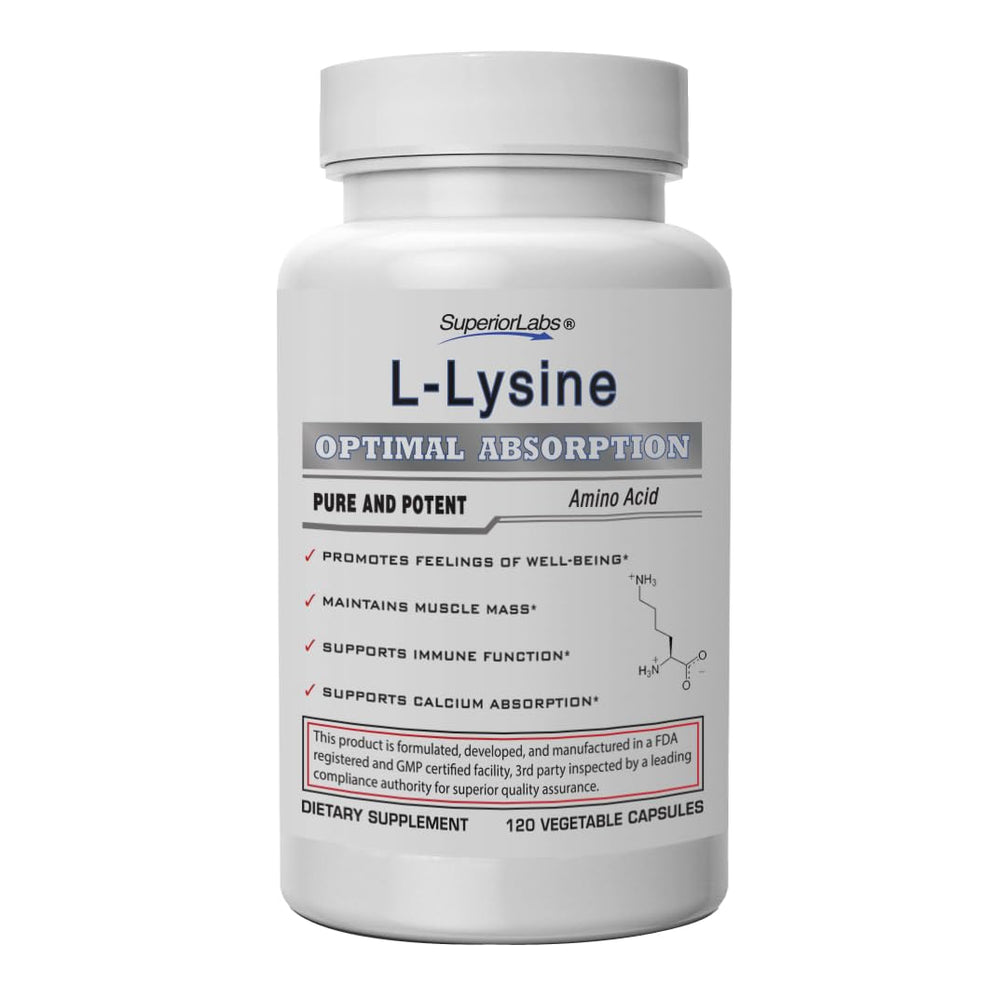 Bottled Superior Labs L-Lysine 500 mg – 120 capsules