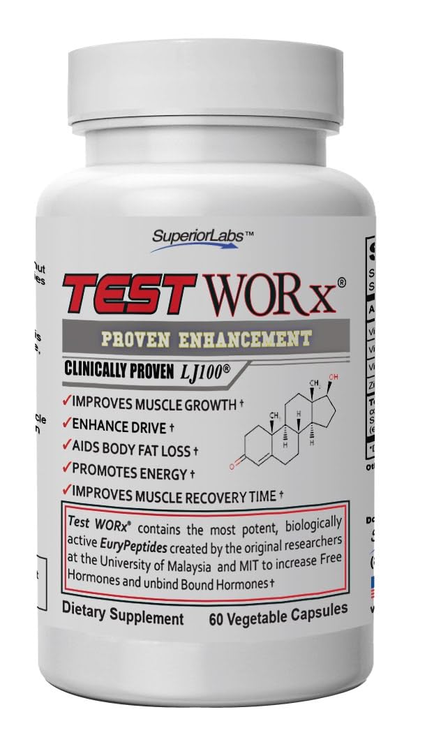 Superior Labs Test Worx bottle front shows bold branding and daily energy support