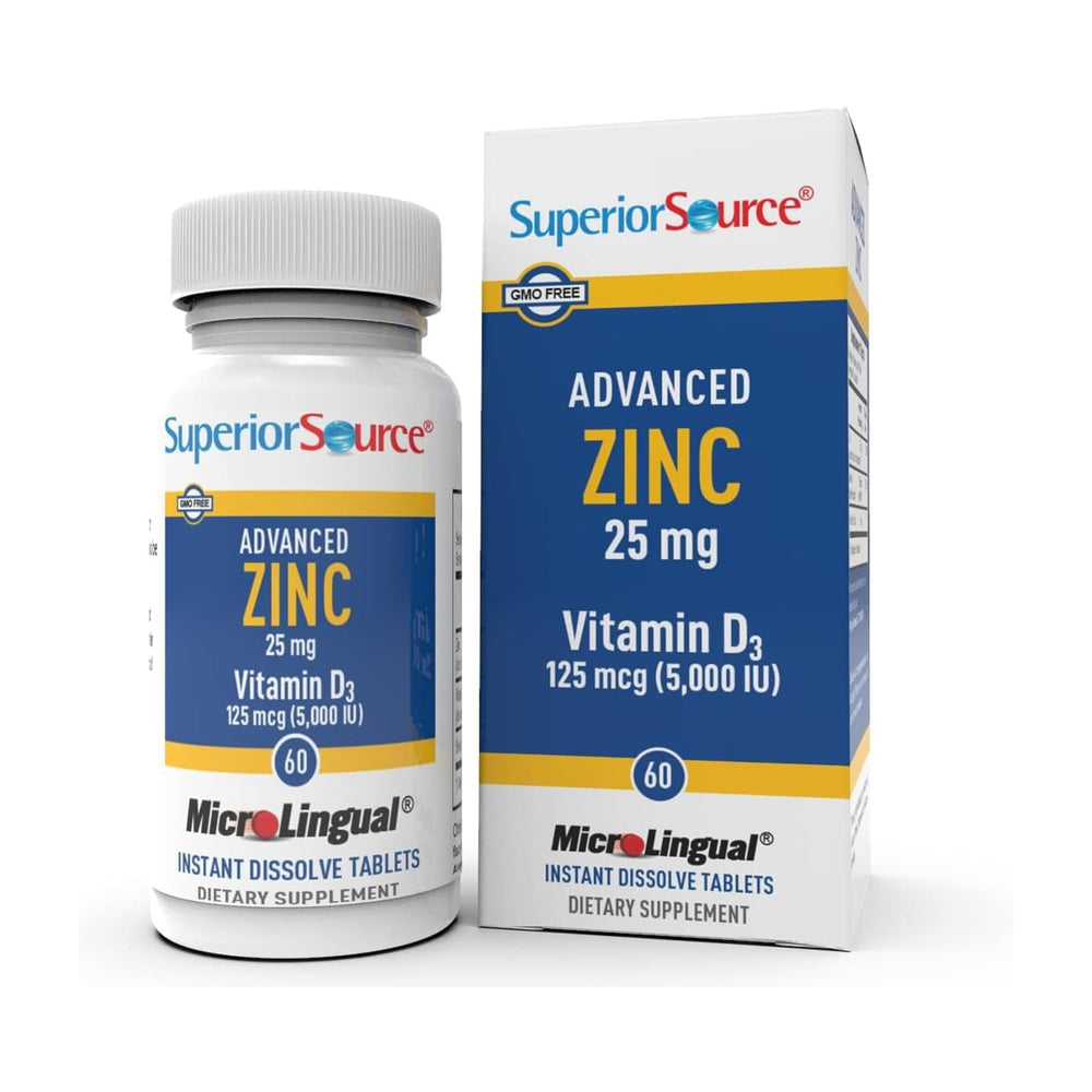 Hero image of Superior Source Advanced Zinc 25 mg with Vitamin D3 5000 IU 60 MicroLingual dissolvable tablets
