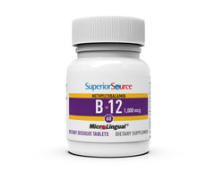 Close-up of B-12 dissolving tablet on tongue