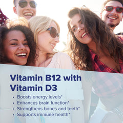 Graphic of immune and brain health support from B12 and D3