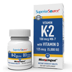 Superior Source K2 MK-7 with D3 sublingual vitamin bottle