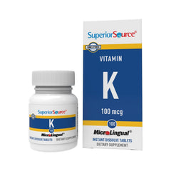 Bottle of Superior Source Vitamin K 100 mcg with tablets