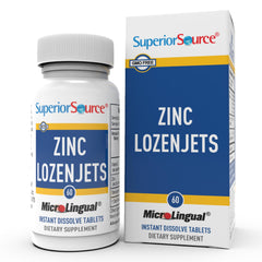 Bottle of Superior Source Zinc Lozenjets with label visible