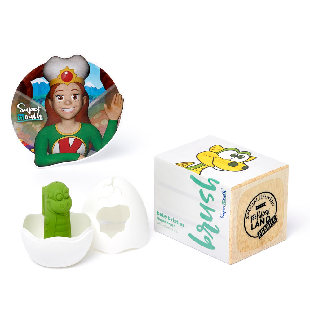Soft silicone bristles on SuperMouth Bristles Baby Finger Brush