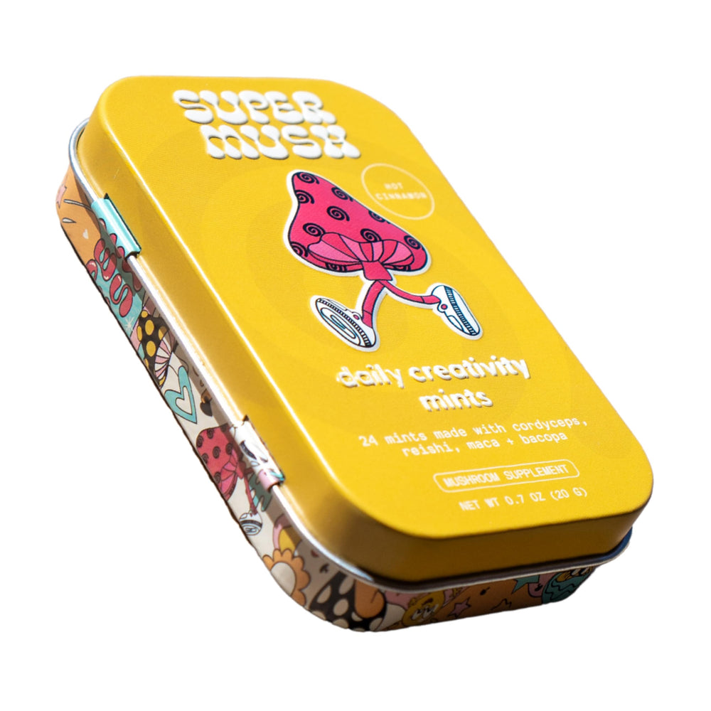 Front view of SuperMush SuppleMint packaging