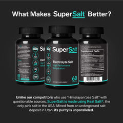 SuperSalt Keto Electrolyte Tablets dissolving in water showing quick hydration.