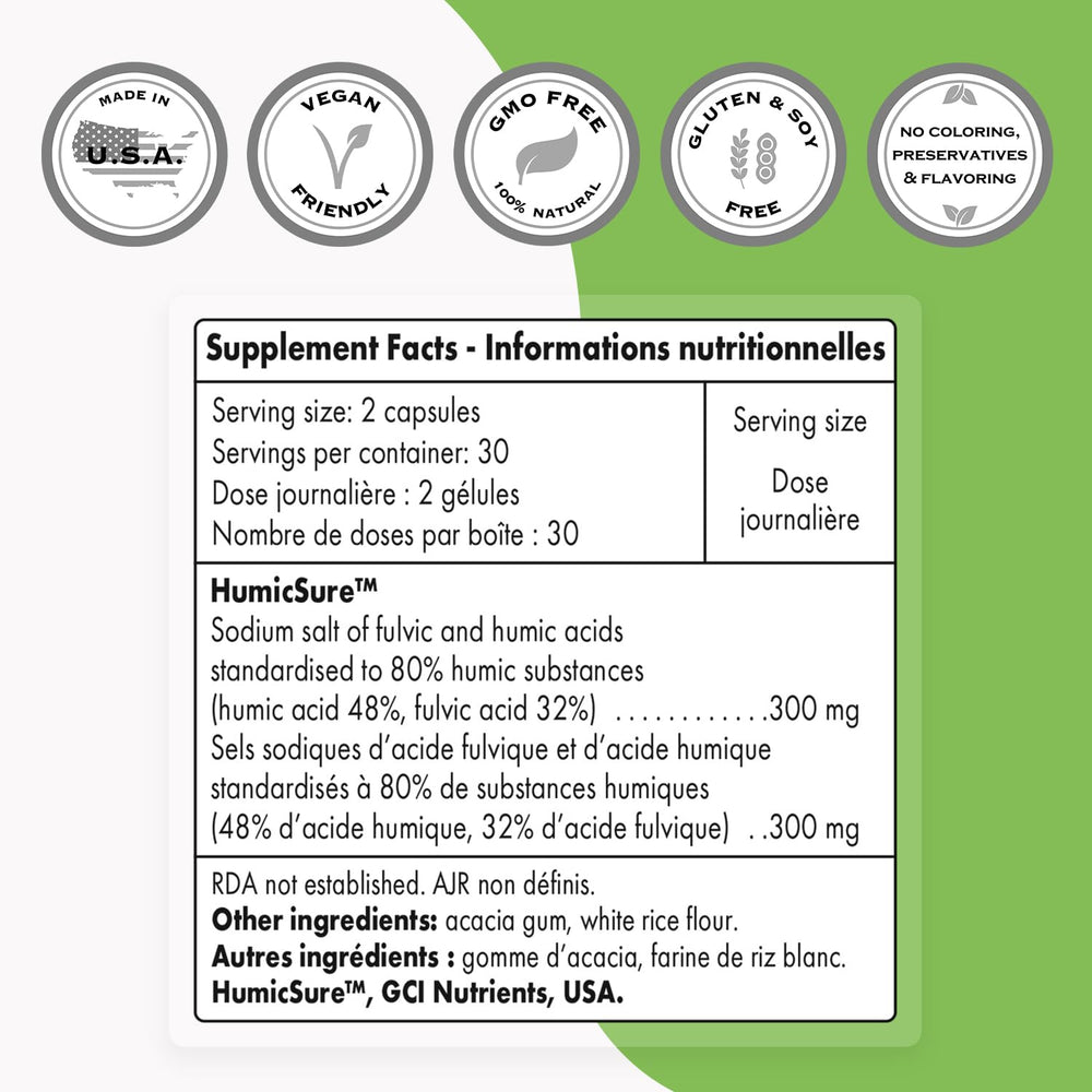 Graphic illustration showing humic and fulvic acids with minerals