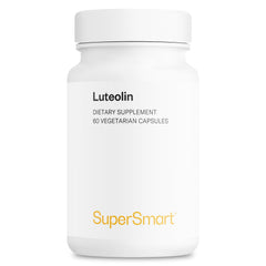 Bottle label showing 100 mg luteolin per day and 80% flavonoid content