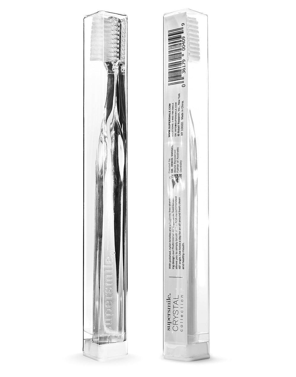 Close-up of ergonomic grip on Supersmile Crystal Collection toothbrush
