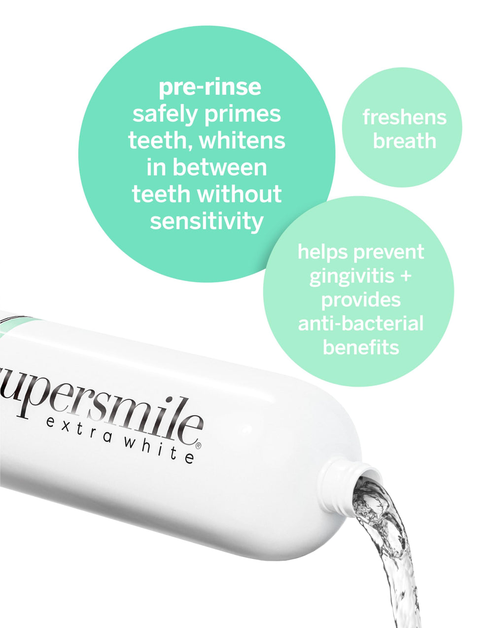 Side profile of Supersmile Extra Whitening Pre-Rinse bottle