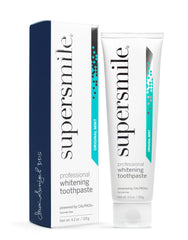 Packaging for Supersmile Original Mint Fluoride-Free whitening toothpaste, 4.2 oz