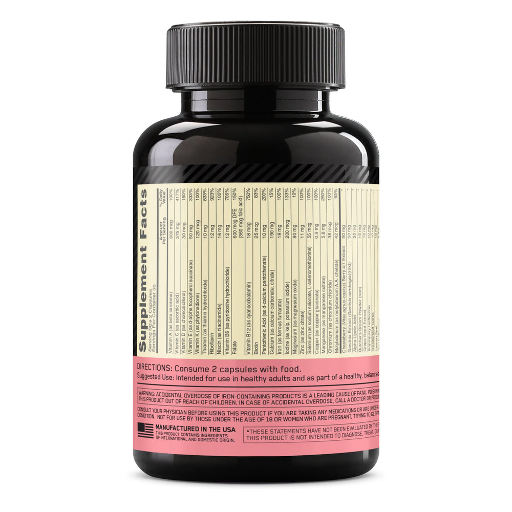Supplement facts label for Opti-Women
