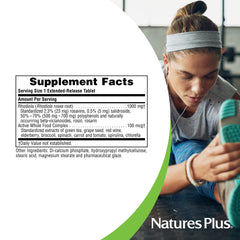 Supplement facts panel for Rhodiola 1000 mg bottle
