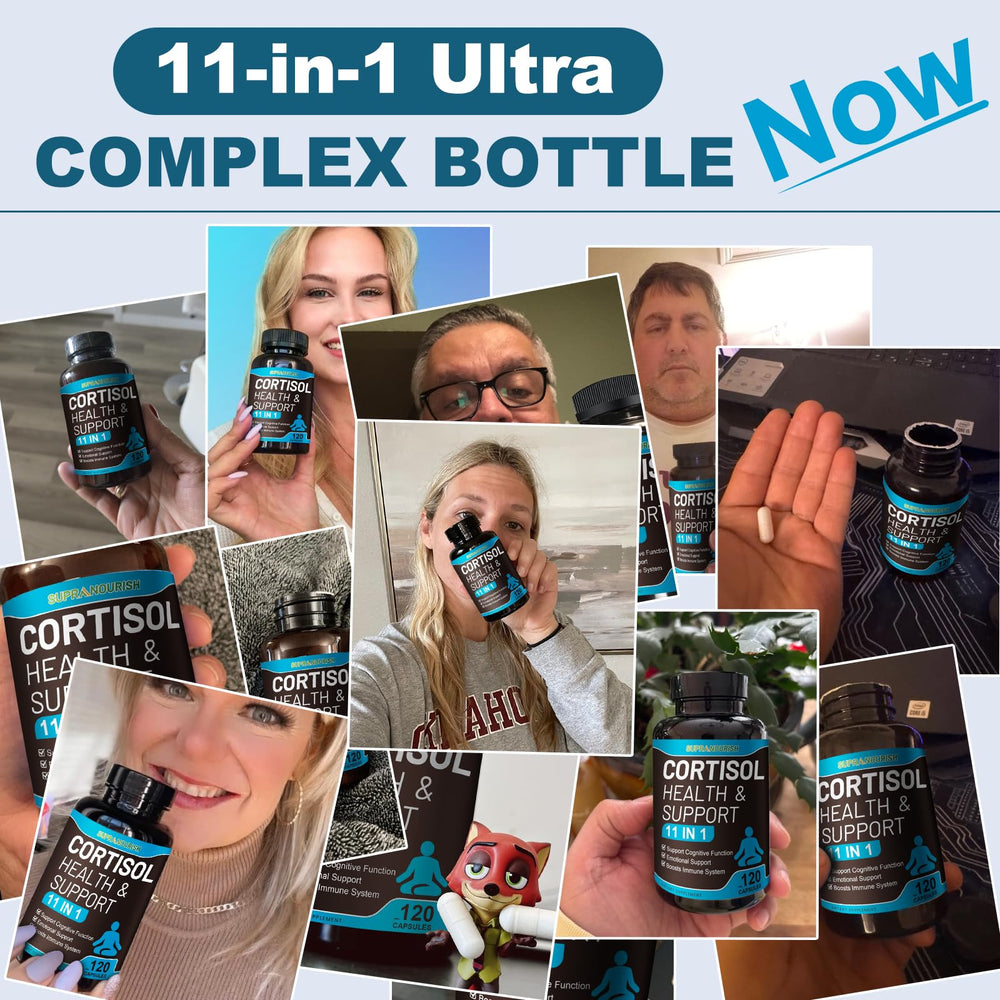 Box and bottle packaging of SUPRANOURISH Cortisol Balance