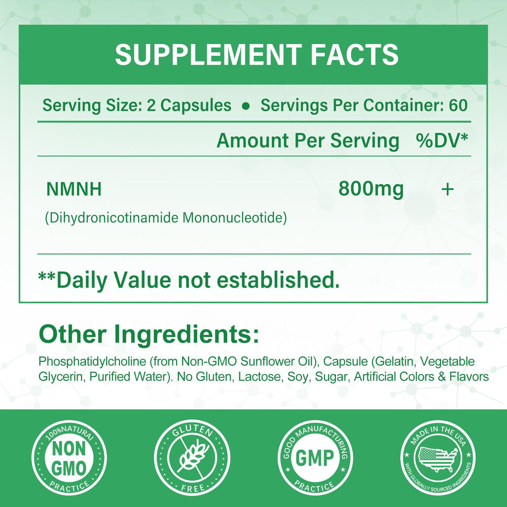SUPRANOURISH NMNH bottle back label with nutrients