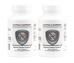 Supreme Nutrition Glypho-X Supreme bottle highlighting herbal blend for daily wellness.