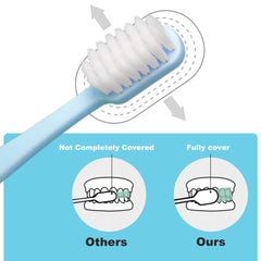 Wide brush head on SUREE extra soft toothbrush