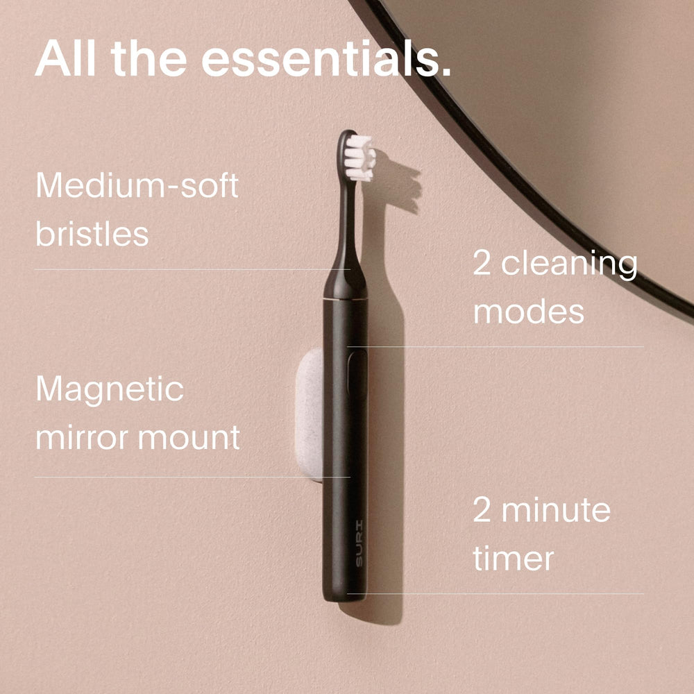 SURI toothbrush with 2-minute timer and dual brushing modes